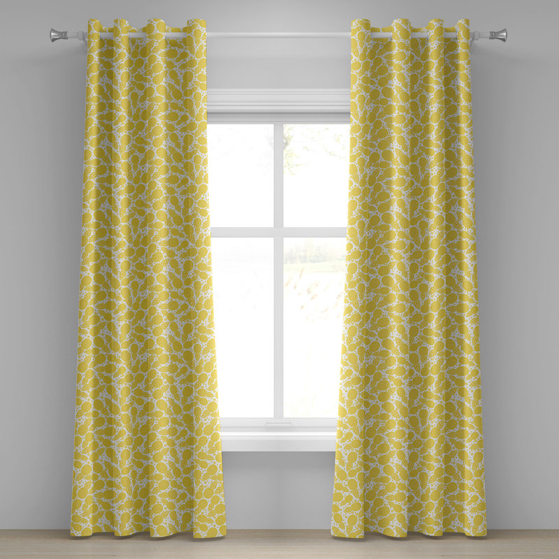 Rideau décoratif à œillets 2 panneaux Dakota Fields, 50 po x 96 po, blanc et jaune, L 50 po x L 108 po