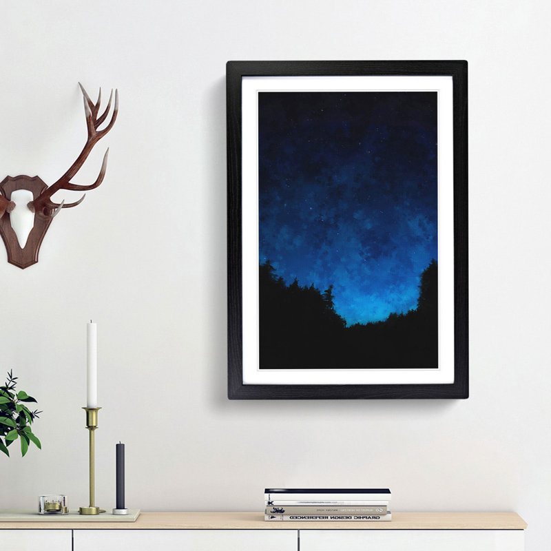 Forest Stars - Picture Frame Painting Print, Black Framed, 45cm H x 33cm W x 2cm D