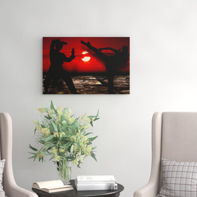Martial Arts Red Sunset - Wrapped Canvas Print
