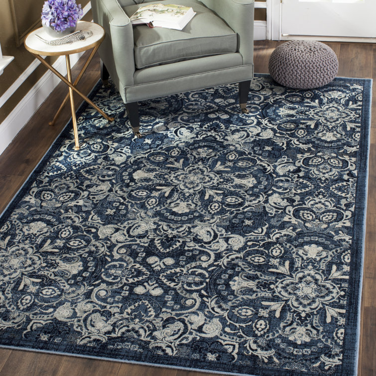 Tapis ivoire / bleu Camile Garden