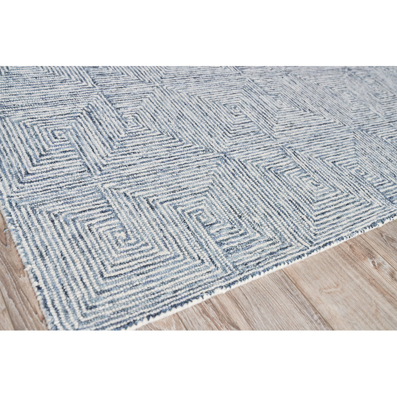 Caprice Wool Geometric Area Rug, Blue/Ivory, Rectangle 10' x 14'