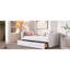 Lit de jour simple beige avec support pour le dos ergonomique et 2 tiroirs - Tête de lit à rayures classique pour une chambre à coucher élégante-868987907