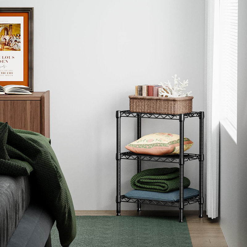 Étagère de rangement en métal à 3 niveaux, 28,6 po x 21,7 po x 11,8 po, Noir mat