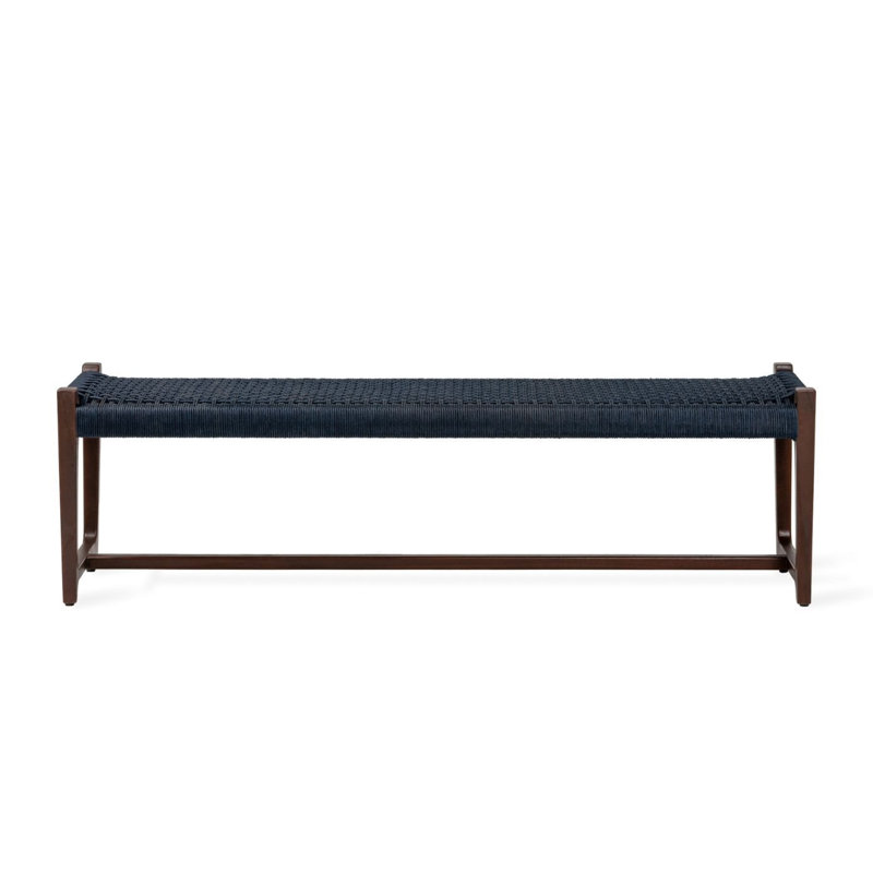 Botyo Solid Wood Teak Outdoor Bench, Blue/Brown, 47cm H x 160cm W x 47cm D