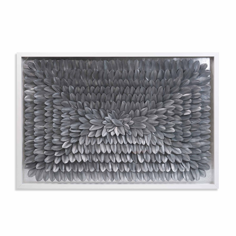 Feather Angles Silver Abstract Shadowbox Feathers by Oliver Gal