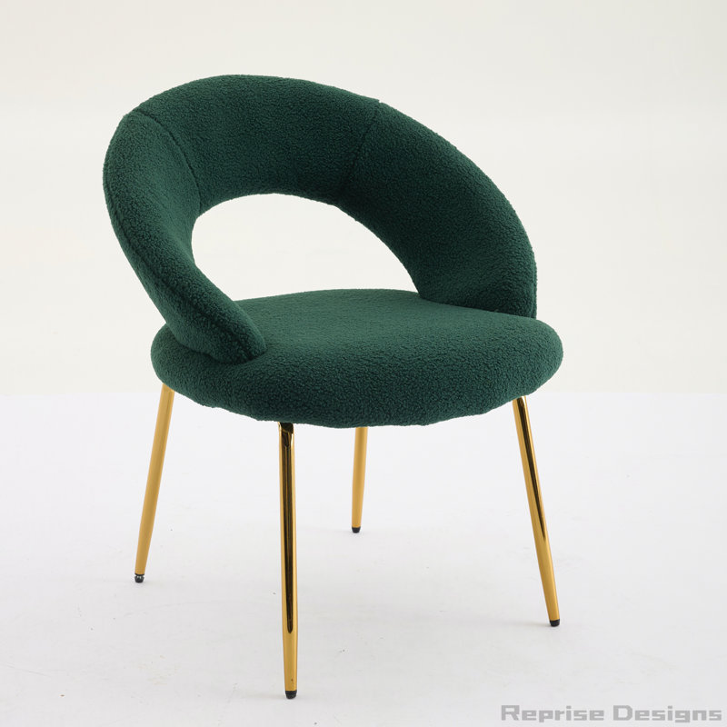Ensemble de 1 chaise de salle à manger avec dossier incurvé et pieds en métal, Teddy Green