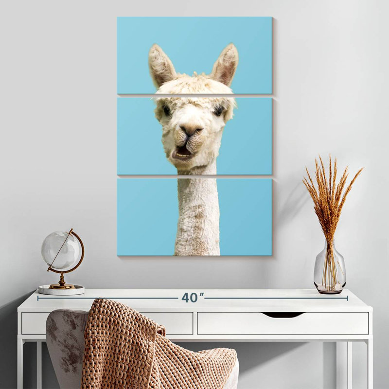 Brampt White Funny Alpaca, 32" H x 20" W