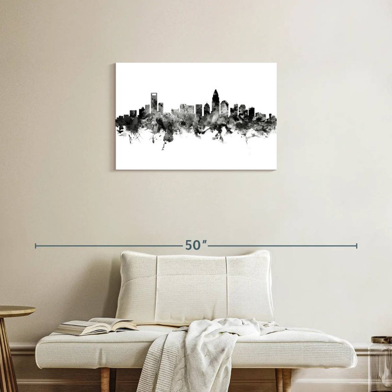 Charlotte North Carolina Skyline II, H 20 po x l 30 po