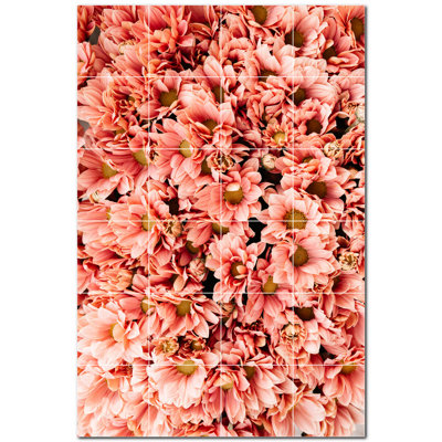 72"" x 48"" Ceramic Flowers Photo Decorative Mural Tile PT500643: 12"" x 12"" (Set of 24) -  Picture-Tiles.com, PT500643-64XL