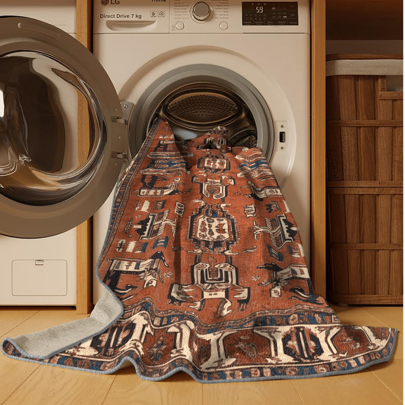 Tapis brun lavable à la machine, Carré 8 pi
