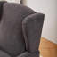Ensemble de salon et de chambre à coucher avec fauteuil à oreilles gris froid et table basse en bois massif de style rétro