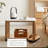 Modern Minimalist Oak Square Sintered Stone Mobile Side Table