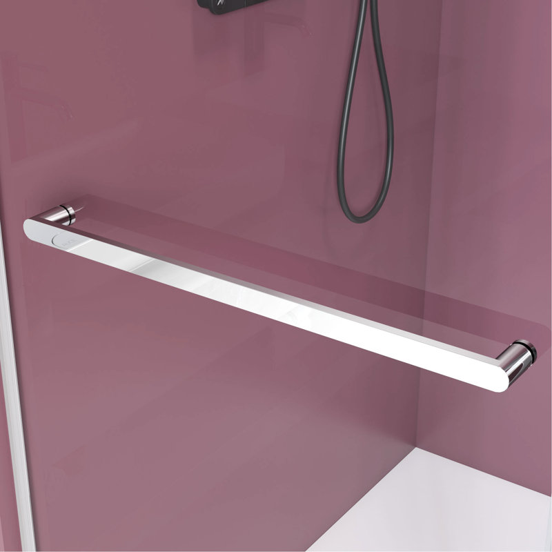 Porte de douche coulissante double de 68 à 72 po x H 76 po, verre trempé transparent de 3/8 po (10 mm), raccords en acier inoxydable fiables avec finition, pièces