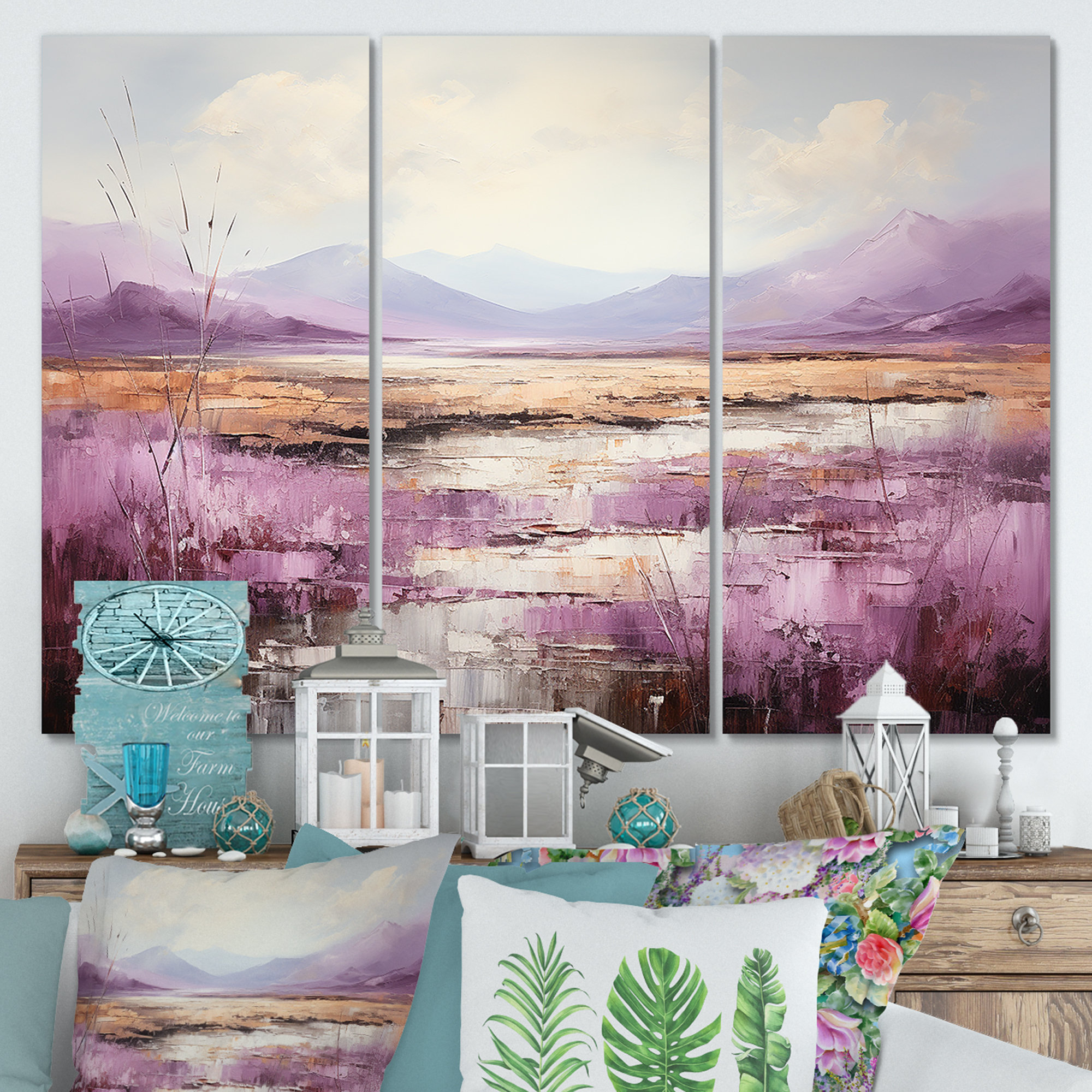 Latitude Run® Purple And Gold Lake And Mountain III Lake Wall Art