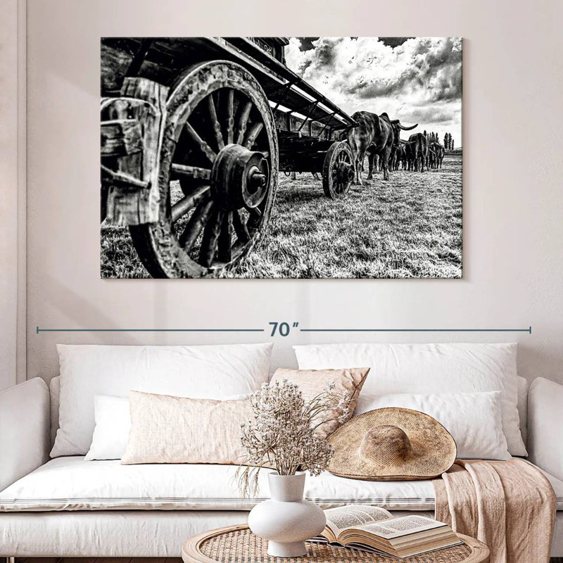 Mehar Bullocks Pulling A Wagon, 34" H x 51" W