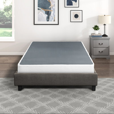 Full Size Mattress Foundation - Textured Fabric, Metal Frame Stable Black Rack Textured, Fabric Cover by White Noise