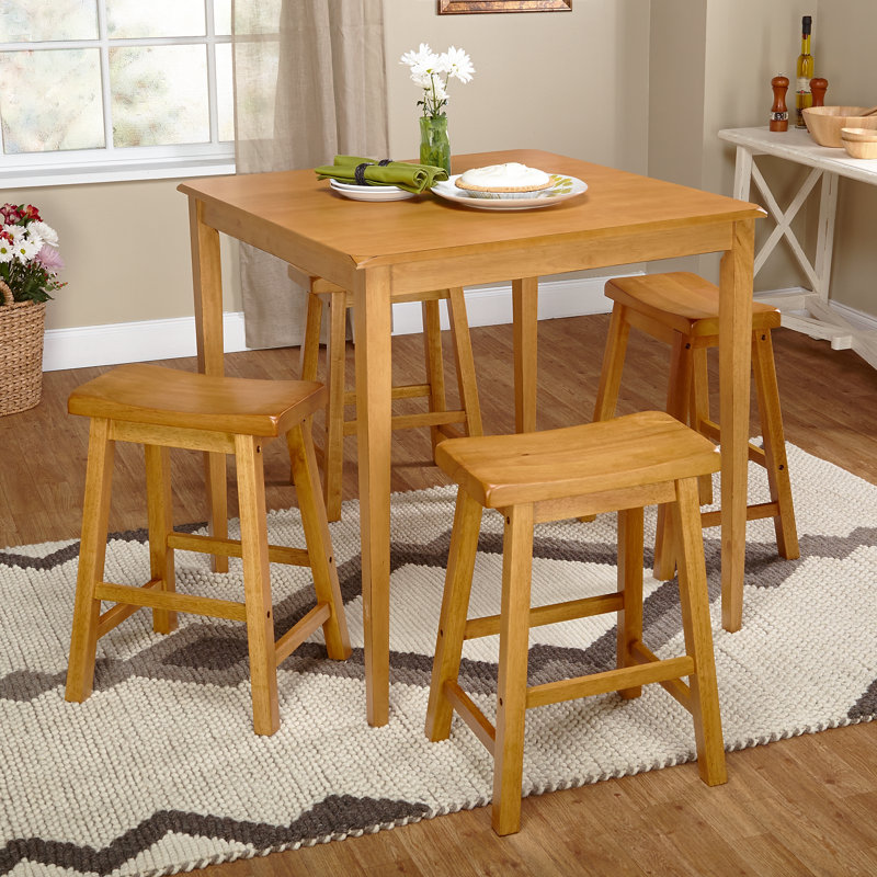 Whitworth 4 - Person Solid Wood Top Four Leg Dining Set, Rustic Oak