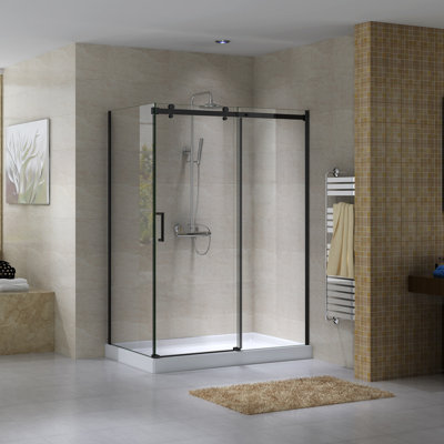 Cabine de douche rectangulaire sans cadre avec cadre 48 po x l 32 po x H 78,75 po Hasper