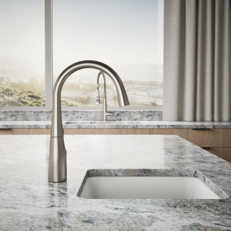 Simplice Single-Handle Bar Sink Faucet, Secondary Faucet with High-Arch Swing Spout, Vibrant Stainless Steel