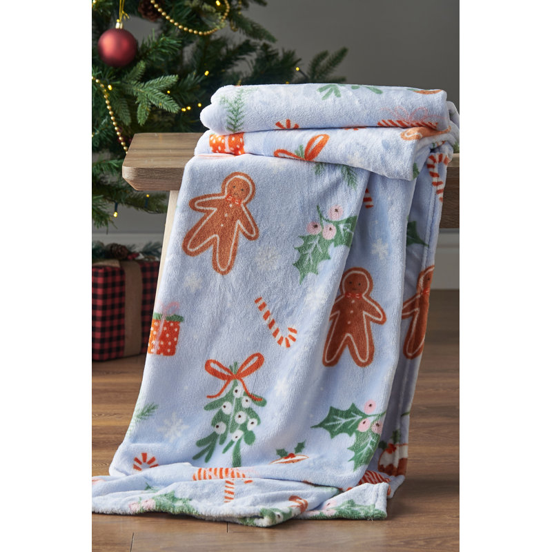 Christmas Gingerbread Cosy Fleece Blanket Throw
