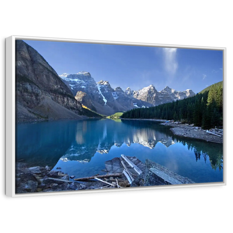 Lac pittoresque de la Moraine, Cadre flottant blanc, 13 po x 9 po