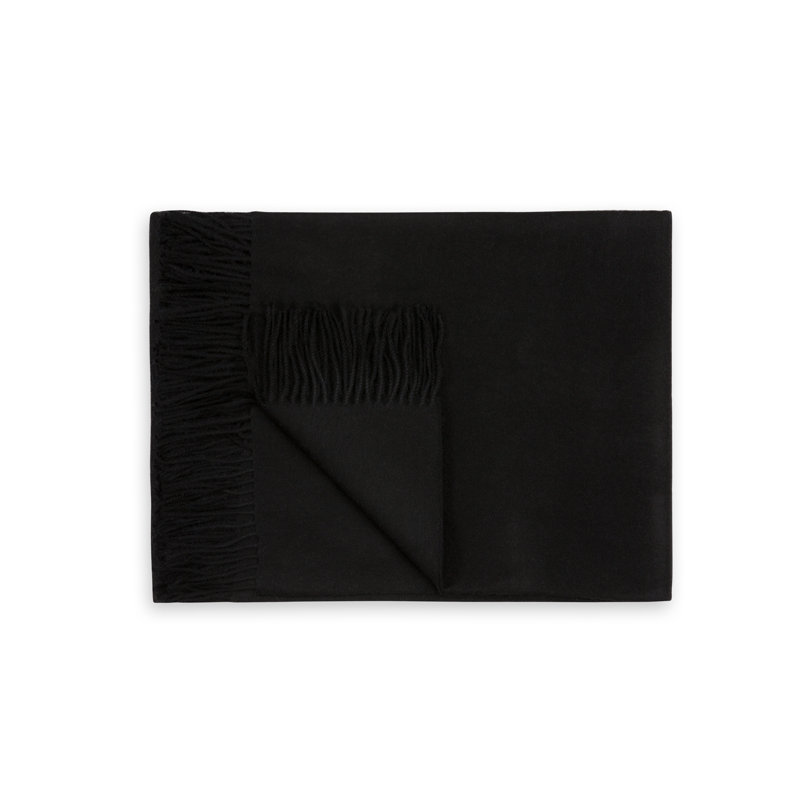 Madison Woven Baby Alpaca Throw Blanket, Black Herringbone