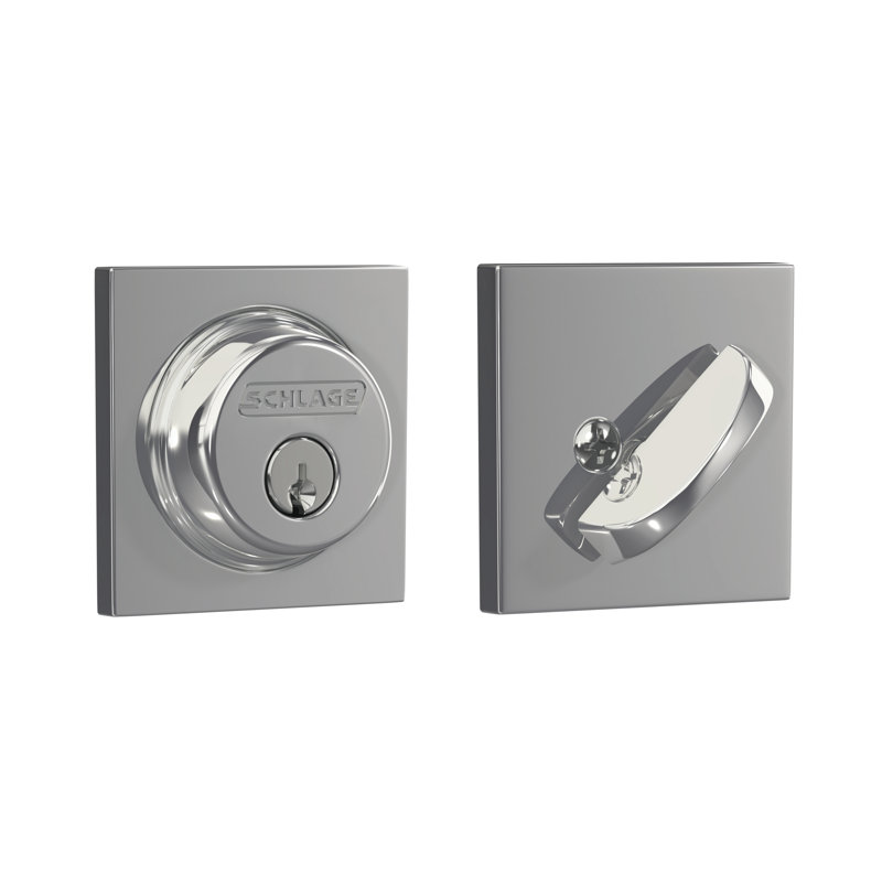 Single Cylinder Deadbolt with Collins Trim, Bright Chrome