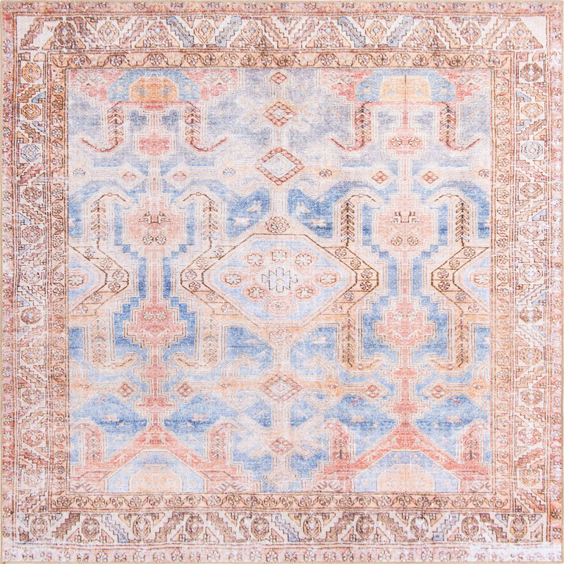 Tapis traditionnel brun clair Mcclamma, Carré 7 pi 6 po