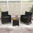 3 PCS Patio Wicker Rocking Set with Tempered Glass Table & Soft Cushions Outdoor-636095309-636095308