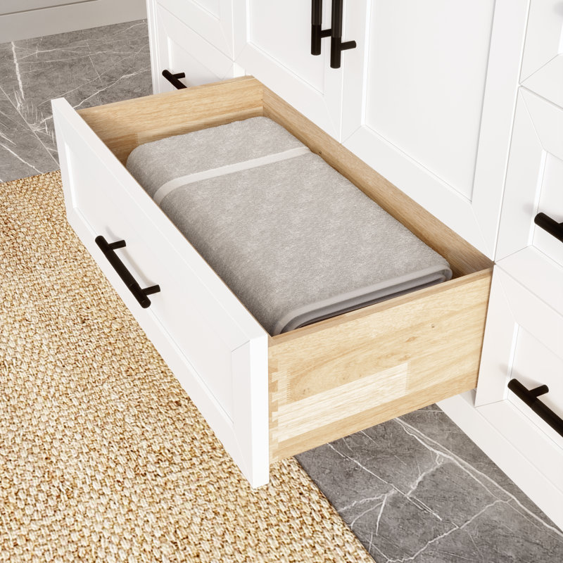 Difiore 60'' Single Bathroom Vanity with Quartz Top, White
