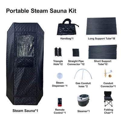 Portable Sauna Box - Générateur de vapeur avec télécommande, fenêtre transparente détachable pour le soulagement et la désintoxication des muscles du spa