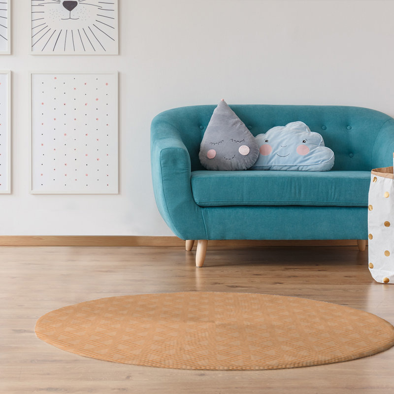 Chenille Geometric Indoor Rug, Round 5'