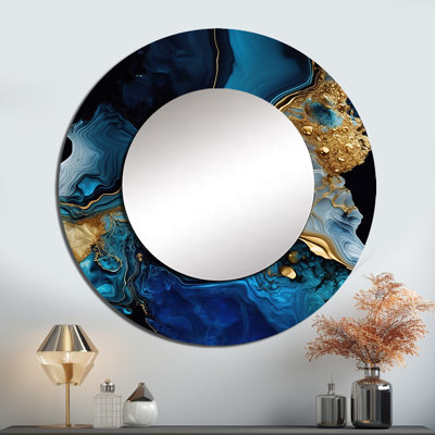 «Quitan», art abstrait en métal à motif géométrique abstrait en marbre doré et bleu IV