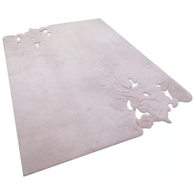 Tapis touffeté beige à motif floral en viscose tissé à la machine Special Design
