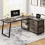Bureau d'ordinateur profilé avec 3 tiroirs et tablettes de rangement, bureau d'angle réversible pour bureau à domicile-357821471-398606905