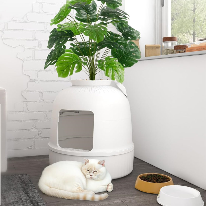 Bac à litière pour chat, Blanc