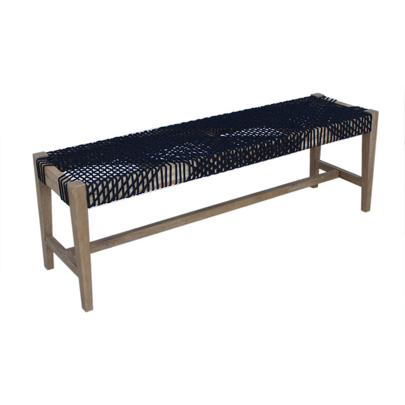 Banc en bois massif Brinckerhoff, Bleu marine foncé