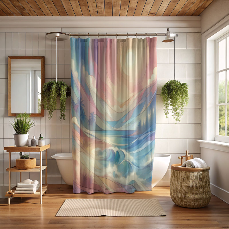 Rideau de douche standard 1 pièce Soft Summer, H 74 po x l 71 po