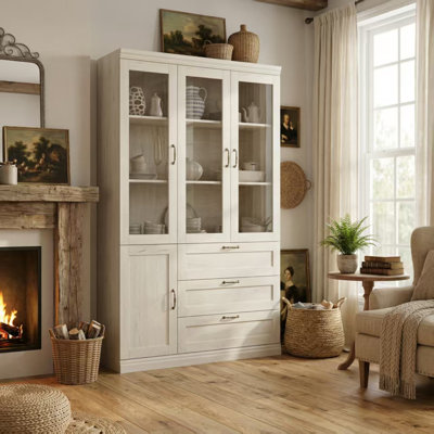 Vaisselier 79 tiroirs H 79,9 "avec portes en verre