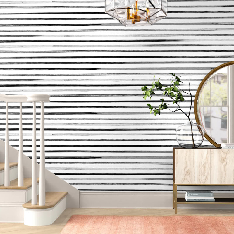 Panneau de papier peint Anabella, Noir / blanc,  L 2 pi x L 18 pi