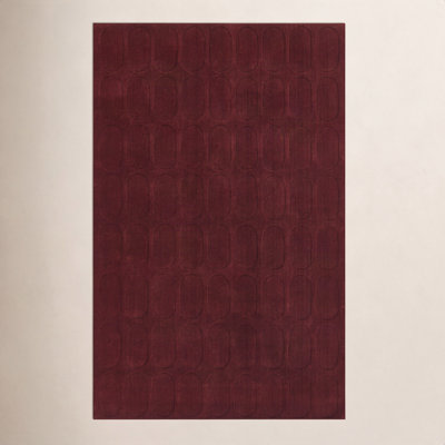 Mazzi Burgundy Hand-Loomed Geometric Wool Rug