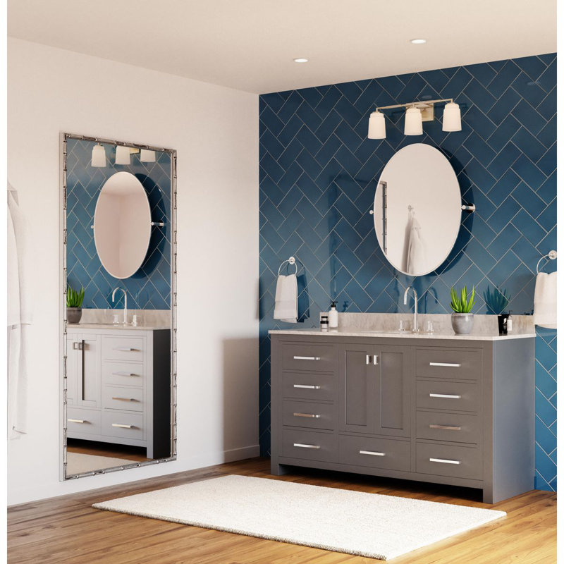 Three-Light Industrial Vanity Light, Brushed Nickel