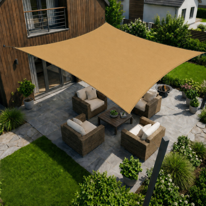 Voile d'ombrage carré Amgo, Beige sable, 16 pi x 16 pi