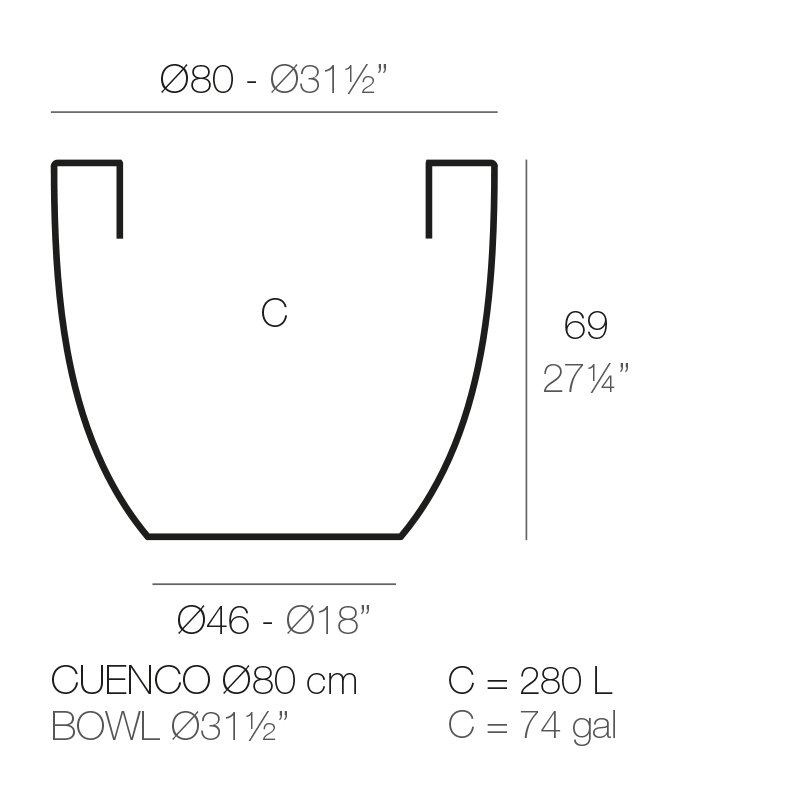 Cuenco Planter, Ecru, 27.25" H x 31.5" W x 31.5" D