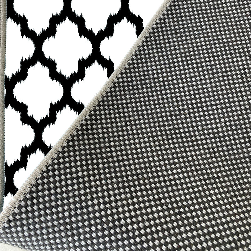 Tapis géométrique en coton Carletta, Tapis de couloir 4 pi 11 po x 21 pi 4 po