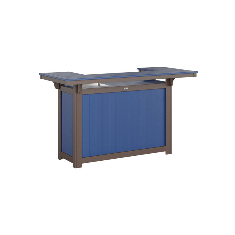 Outdoor Rectangle Bar Table, Chocolate Brown, Pacific Blue