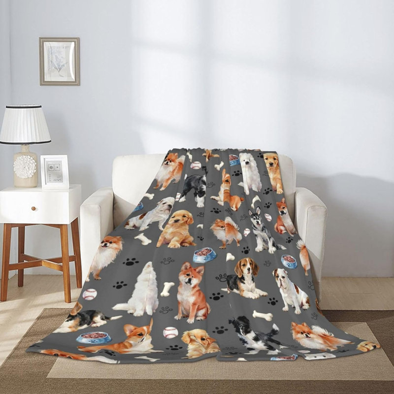 Joli chiot mignon 60 po x 80 po Couverture pour chien Doux et confortable, L 60 po x l 80 po