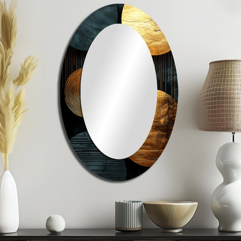 Géométrique Art Decor Essential Forms VI - Miroir mural moderne ovale, 36 po x 24 po