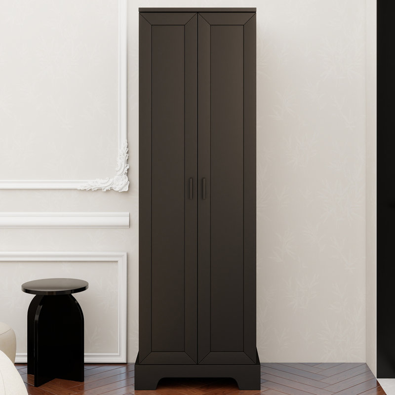 Storage Cabinet With Two Doors For Bathroom, Office, Adjustable Shelf, MDF Board, Black, Black