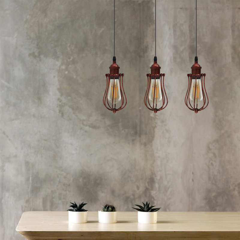 Roshawna 3 - Light Rustic Red Kitchen Island Pendant, No
